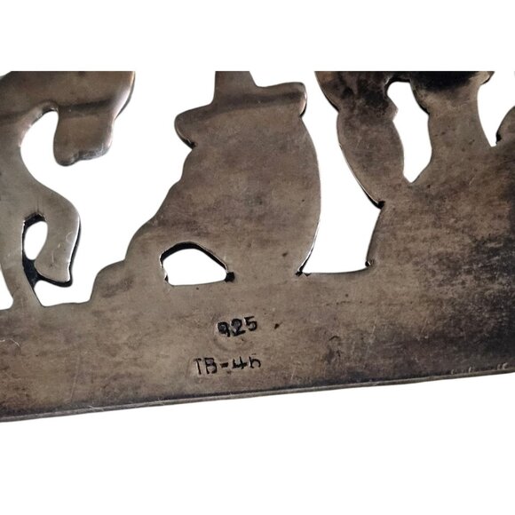 Vintage Mexican Sterling Silver 925 Southwest Cactus & Donkey Brooch By SW TB-44 - Picture 4 of 11